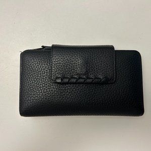 All Saints Large Black Leather Wallet